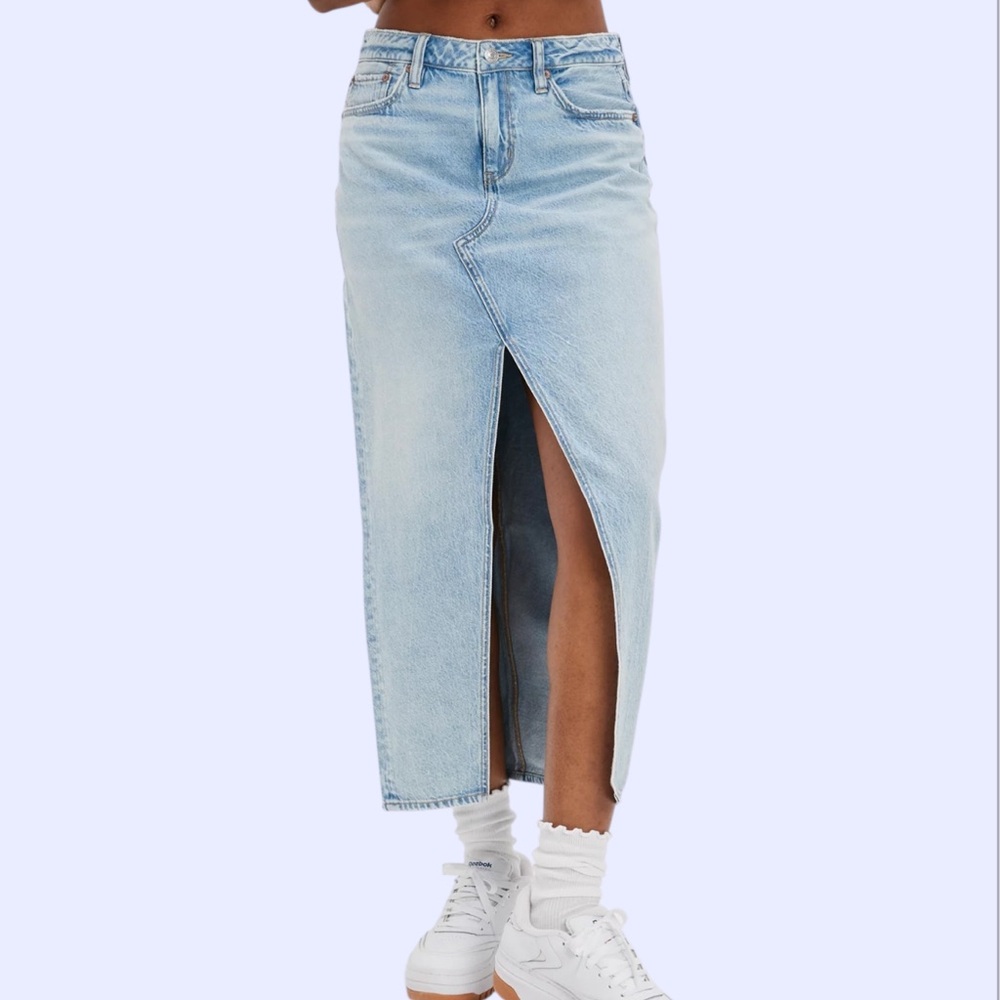 American Eagle Outfitters Light Blue Denim Maxi Skirt
